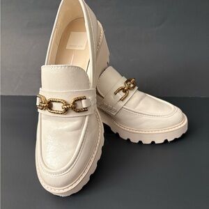 Dolce Vita Cream Loafers with Gold Accent